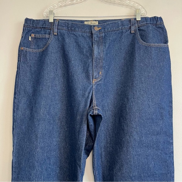 L L Bean Men's Comfort Waist Jeans Dark Wash Sz 44x29 Adjustable Waist workwear - Picture 2 of 15